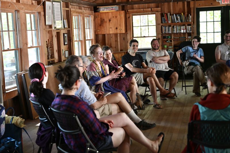 Leading harmony singing at Swing Into Summer at Pinewoods Dance Camp